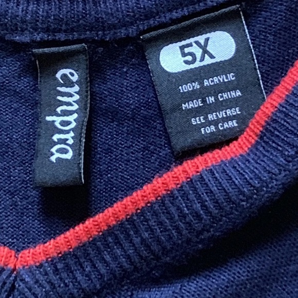 Empra Mens Diamond Blue Front Vest, Red Trim, Acrylic, Size 5X - Picture 7 of 8